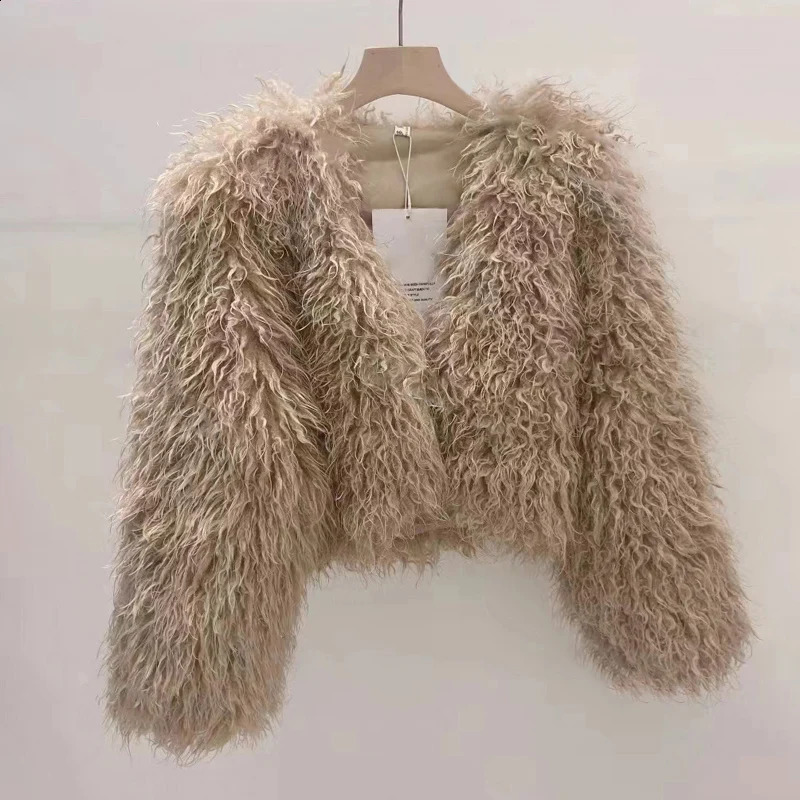 Arrivals Winter Fall Fashion Women Faux Fur Coat Light Warm Long Sleeves Short Cut Vneck Cardigan n Korean 241104