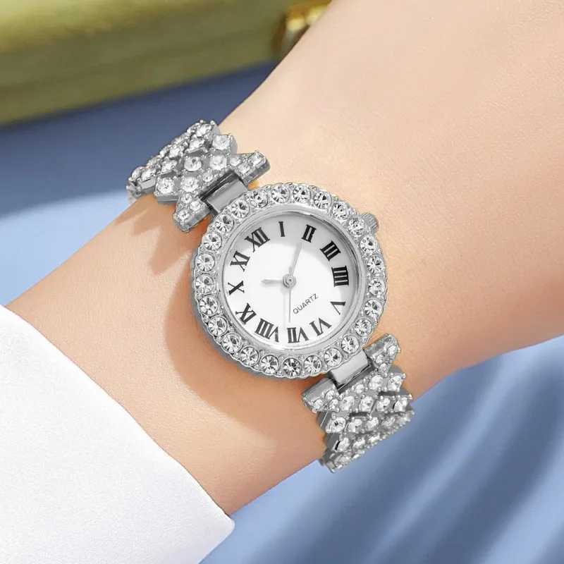 Diamond Wens Bracelet Watch Luxury Fashion Watch Bracelet Set Fl Crystal 5Pcs Watch Used for Wen Rhinestone Set Gift Reloj X241106