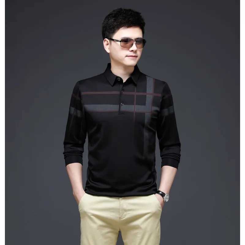 New arrivals 2024 autumn long Sved T-shirt printed casual mens striped loose fashion shirt W241106
