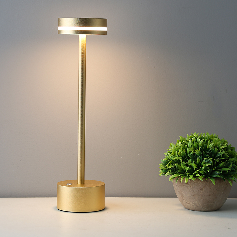 LED touch switch table lamp rechargeable aluminum lamp bedside table bedroom three-color dimming restaurant bar atmosphere lamp