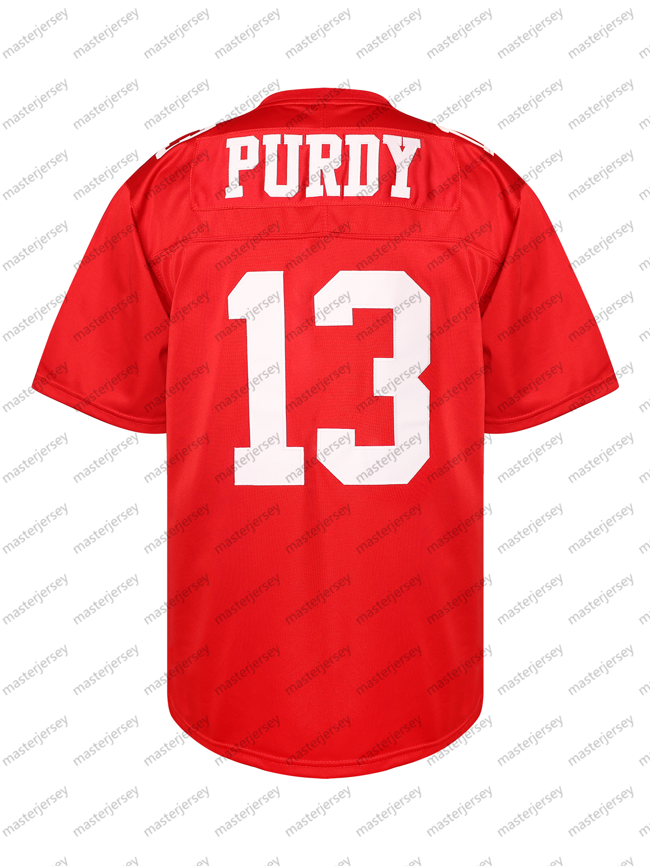 #13 PURDY Comfy V-Neck Football Jerseys Men Mesh Embroidery for Training and Competition Breathable Moisture-Wicking Short Sleeve Top for Active jerse