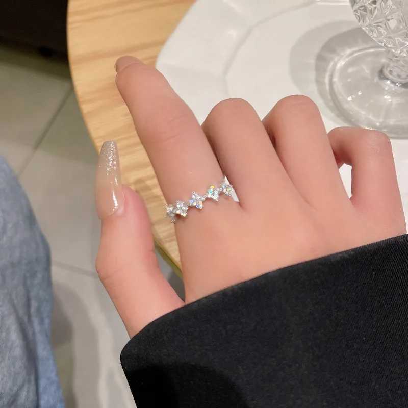 Luxury Pearl Ring Fem Retro Niche Zircon Open Ring Ins Fashion Handmade Jewelry X241106