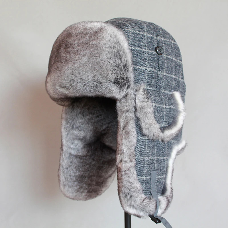 Mens Russian bomber hat winter Ushaka trap hat with earrings womens faux fur childrens snow hat 241106