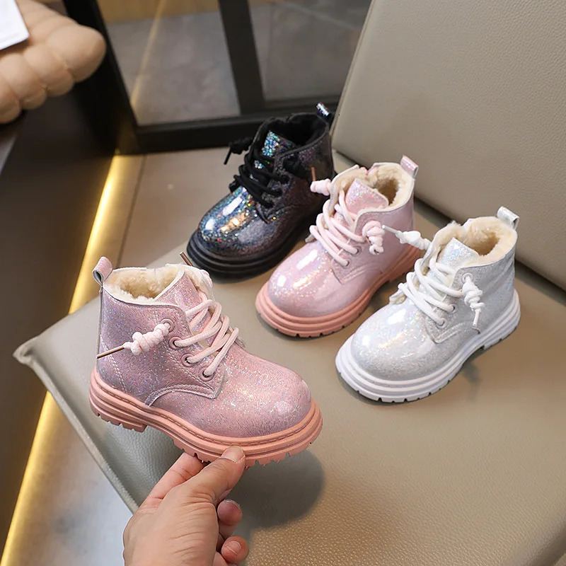 Spring Autumn Kids Boots Winter Boys Leather Cotton Shoes Fashion Girls Ankle Boots Soft Warm Children Infant Sneakers J93 241106