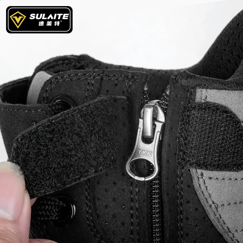 Mens motorcycle boots breathable and anti fall rider road racing casual shoes boots gear shifting rubber sole reflective motorcycle shoes 241105