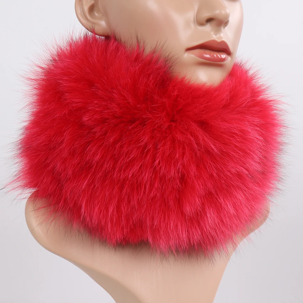 genuine fox fur scarf fur headband womens winter ring fox fur scarf collar for warmth good elasticity 100% natural fur muffler 241106