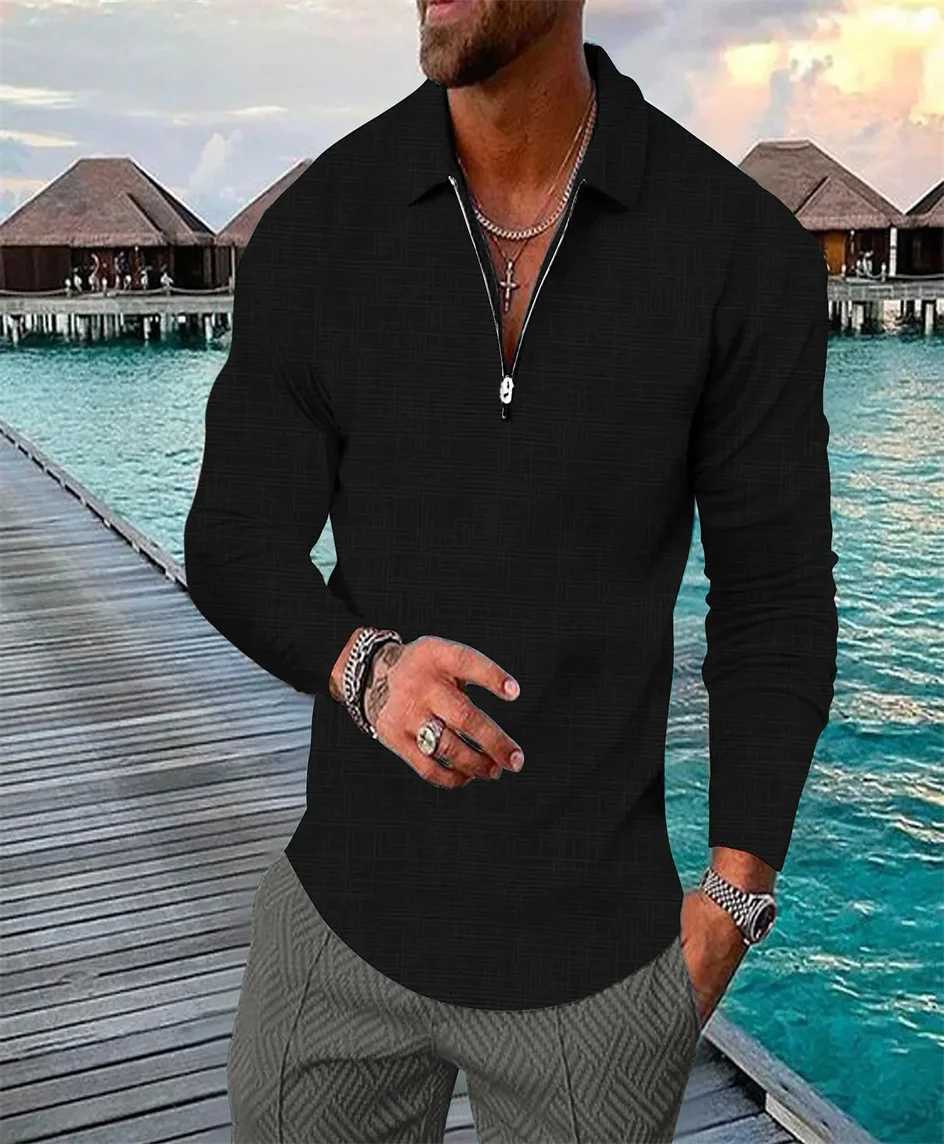 New mens shirt solid color small stripe print casual lightweight daily classic British style high Quty Long Sve W241106