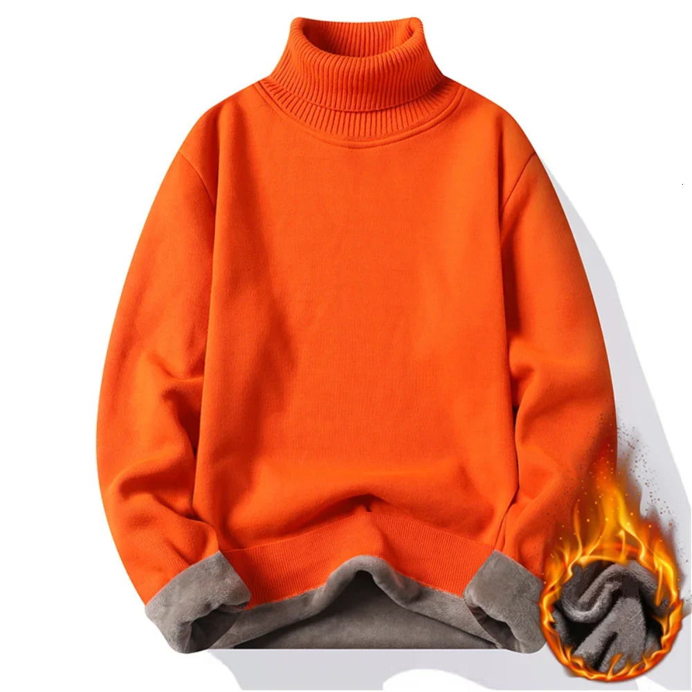 Autumn Winter Mens Turtleneck Sweater Mens Knitting Pullovers Rollneck Knitted Sweater Warm Men Jumper Slim Fit Casual Sweater 241106