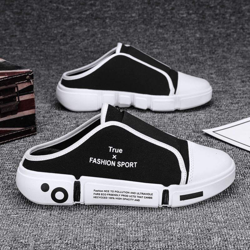 2024 Summer Canvas Korean Edition Trendy One Step Breathable Lazy White Board Men's Casual Shoes Men