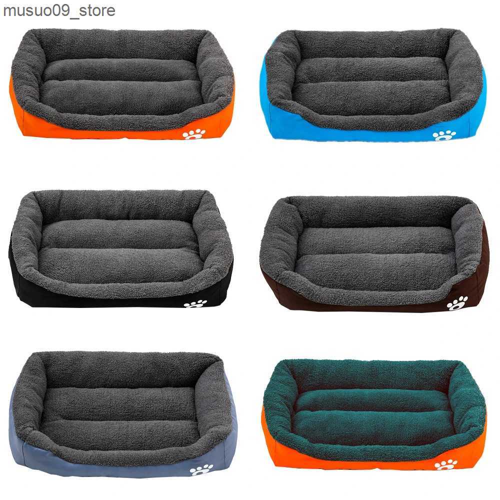 kennels pens XS-XXL small medium and large dog beds warm washable rectangular pet beds waterproof soft wool sofas L240910