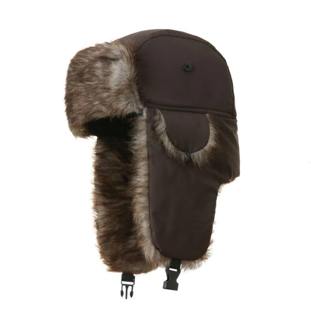Connectyle Hunting Hat A warm faux fur winter hat with ear flaps windproof and waterproof suitable for men women and cold weather skiing hats 241106