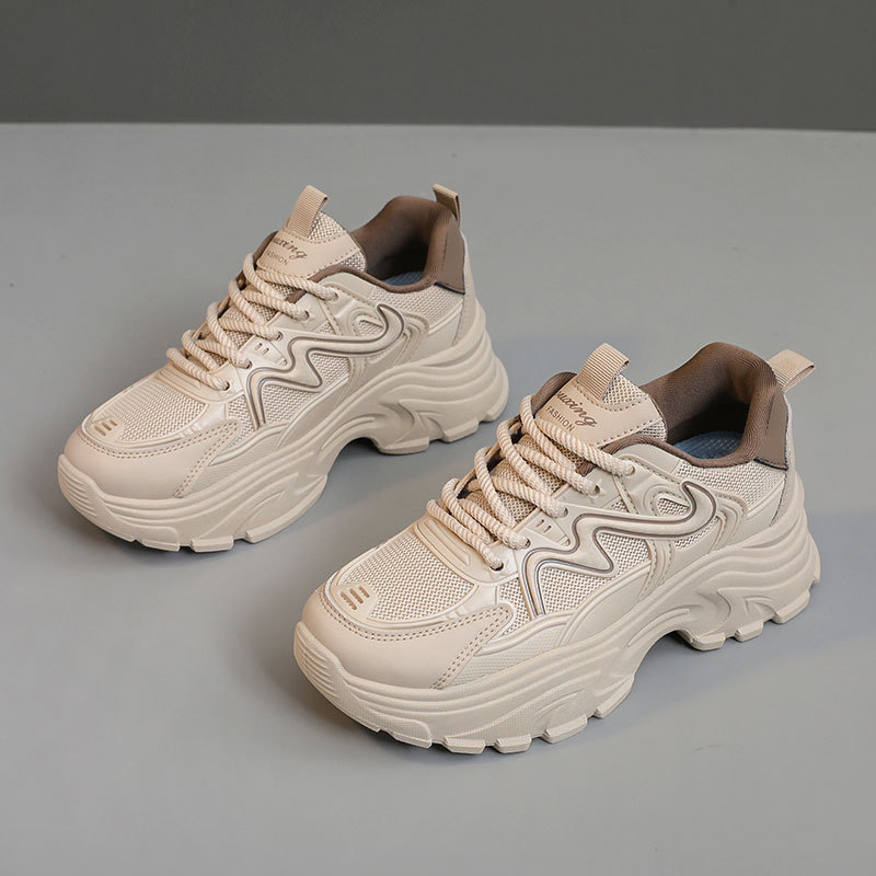 Fashionable Casual Shoes for Women Solid Color Sport Shoes Breathable Non-Slip Gym Jogging Platform Sneaker