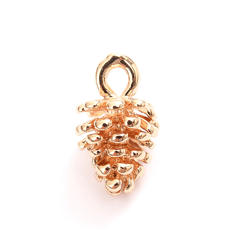Elegant Bronze Pinecone Pendant with Authentic Gold Electroplating Gold in packs of 100