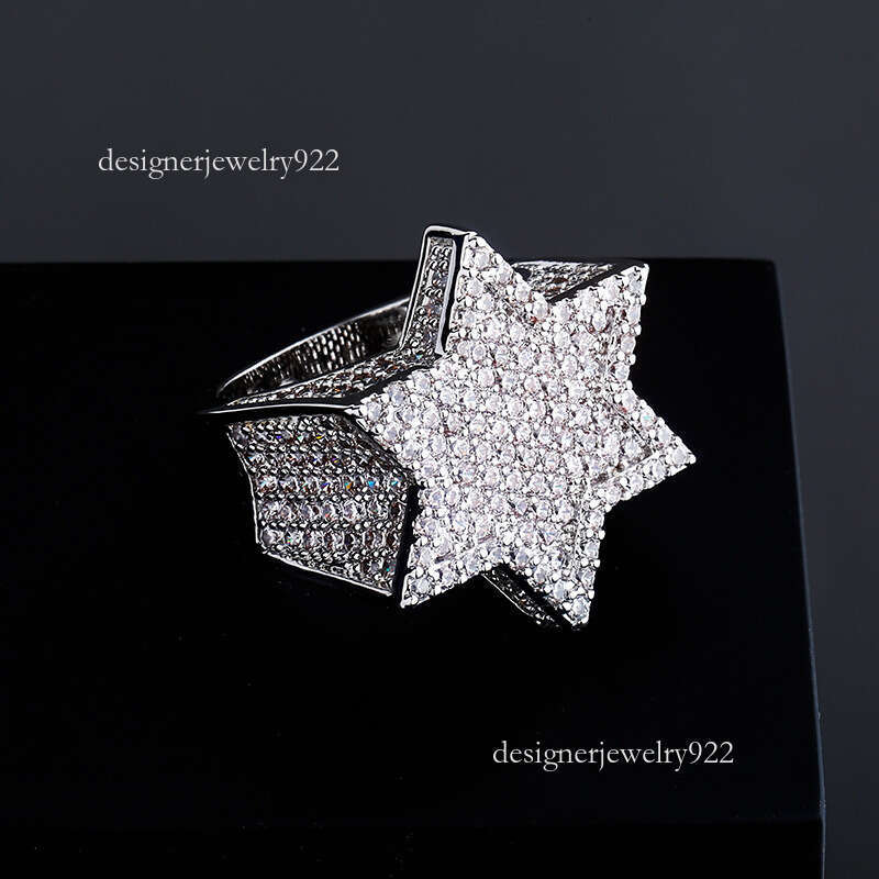 Jewelry Moissanite hip hop ring 925 sterling silver Stars Ring baguette VVS Moissanite men diamond ring
