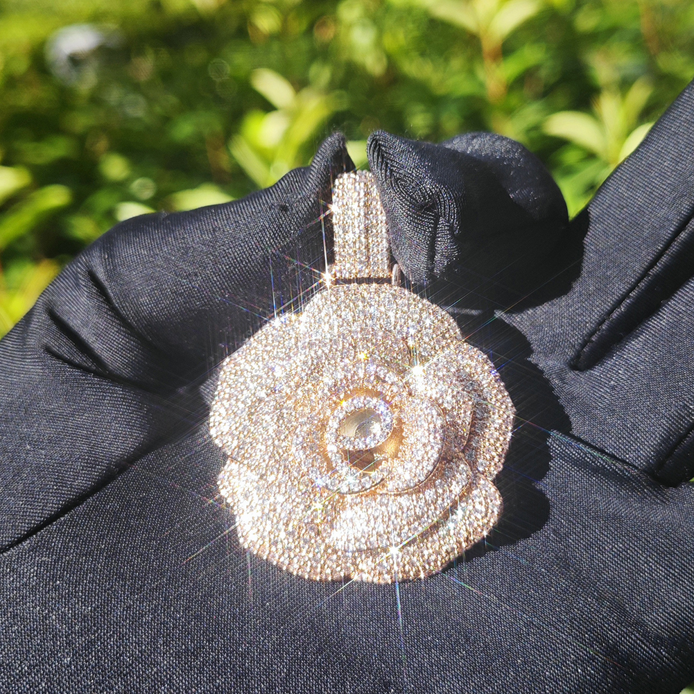 Hip Hop Rose Flower Pendant Necklace TopBling Women Mens Lover Couple Jewelry