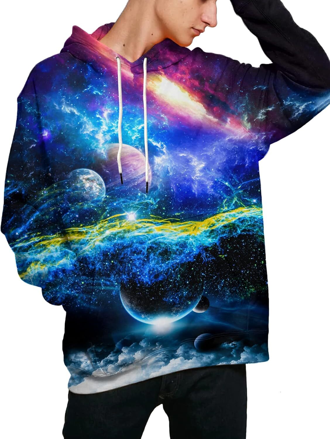 Hoodie for Mens Womens Unisex 3D Printed Hooded Sweatshirt Casual Pullover Hoodie with Big Pockets Graphic Warm and cool colored