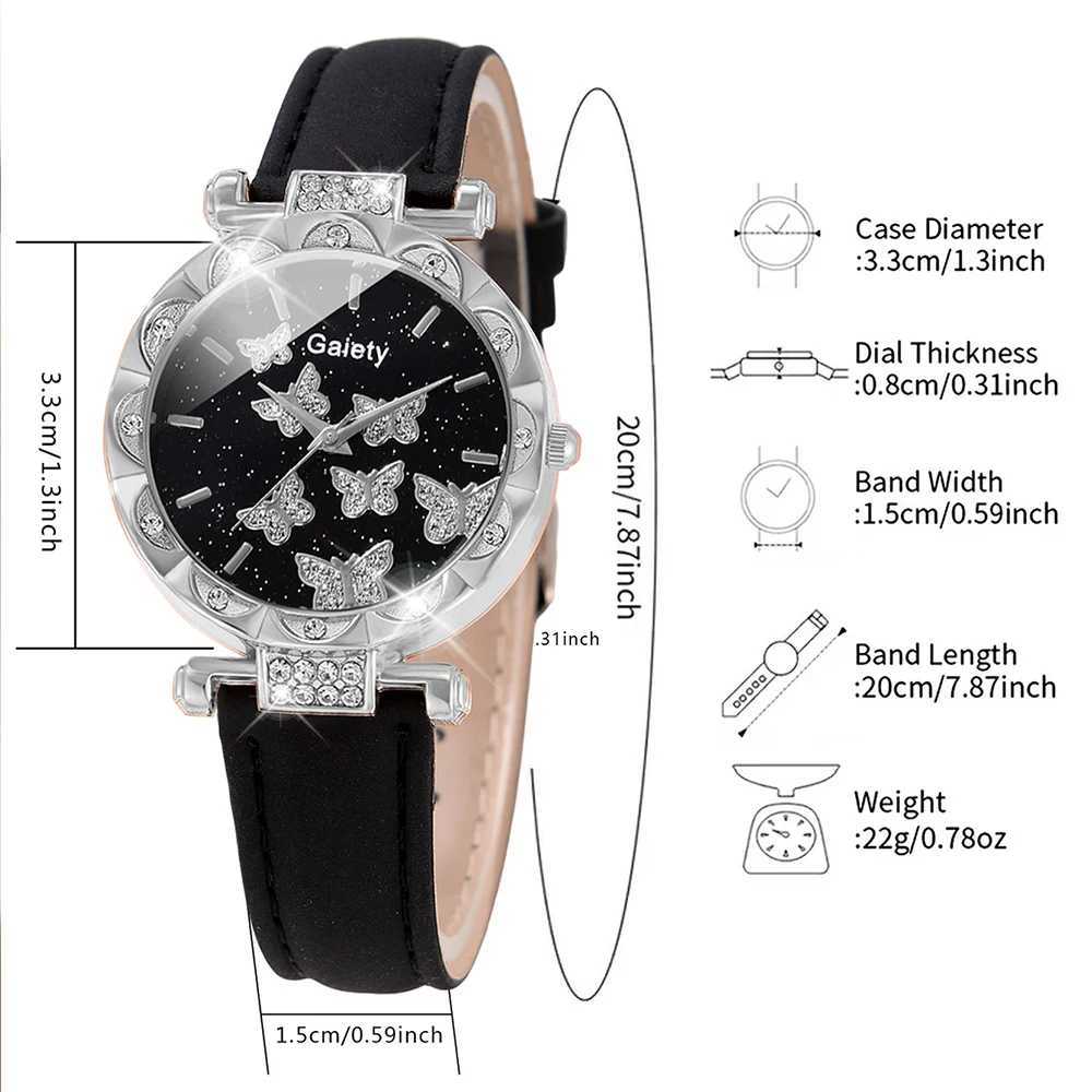 6-piece/set womens watch set Rhinestone quartz watch dial butterfly dial set butterfly jewelry set girls gift X2411061