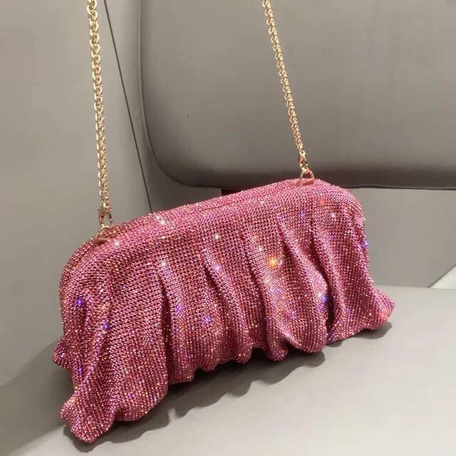 Shining Handle Rhies Evening Dress Handbag New Folding Wallet and Handbag Designer Wedding Party High Quality