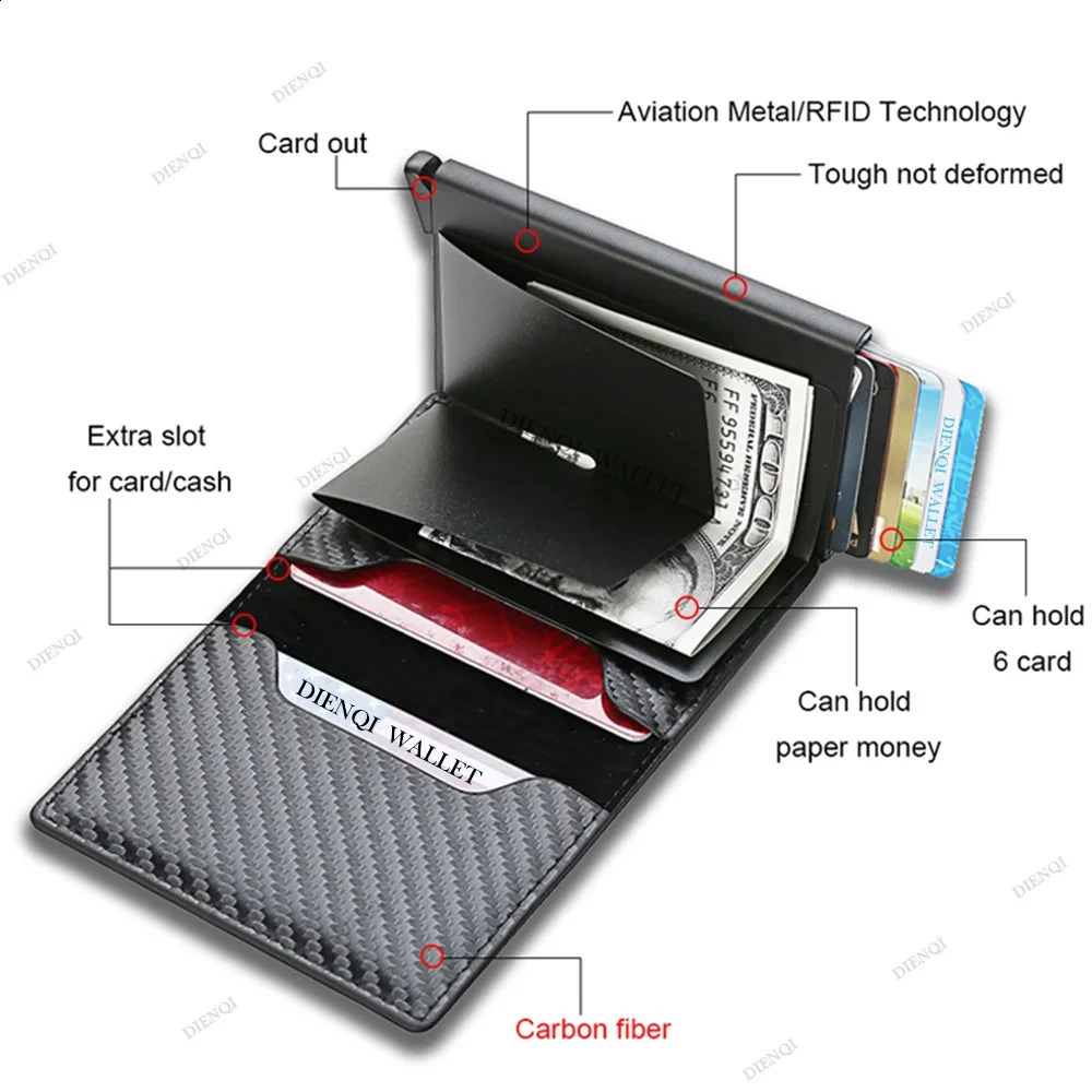 Credit Card Holder Men Wallets Black Carbon Fiber Leather Minimalist Wallet Gift For Personalized 241029