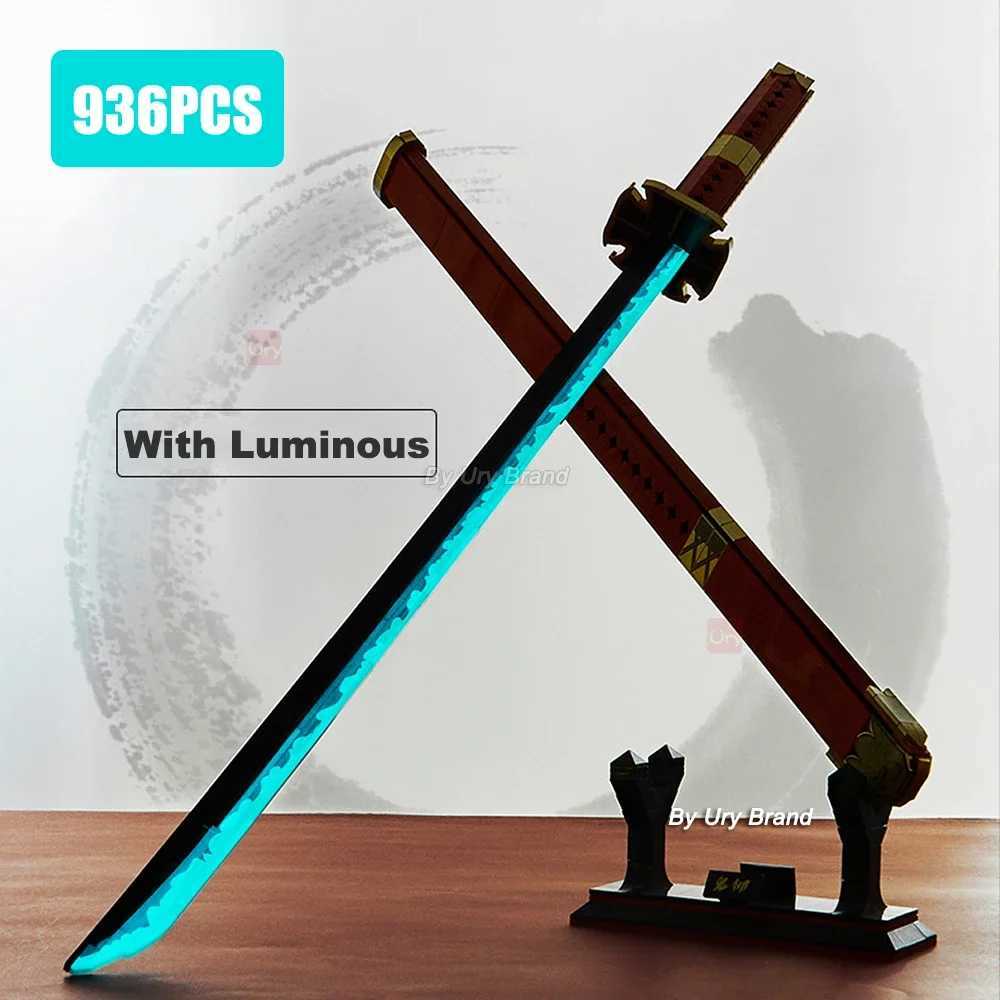 Blocks Japanese anime ninja warrior sword Katana glowing butterfly Nichirin knife Ananta MOC weapon block toy set adult boy giftY241106XS9W