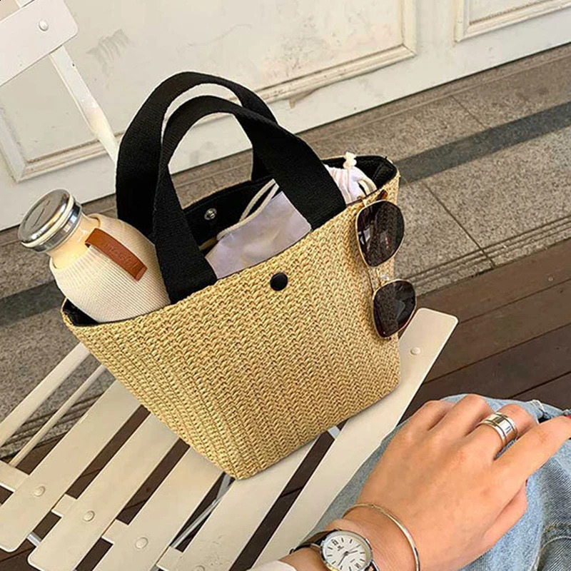 Leisure Rattan Womens Small Handbag Summer Beach Straw Rope Clutch Willow Womens Bucket Bag Travel Handbag Wallet JY008 241105
