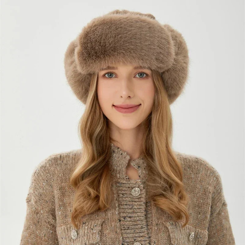 Waterproof Womens Winter Hunter Pilot Cavalry Hat Earrings Warm Russian Hat Ski Bomber Hat Knitted Earrings Protector Ushanka Hat 241106