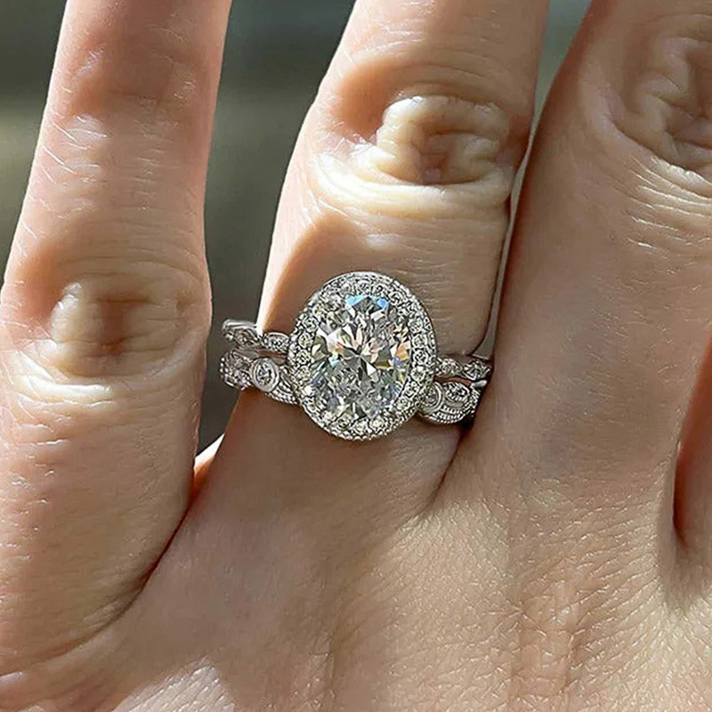 2024 Handmade Wedding Rings Vintage Jewelry 925 Sterling Silver Fill Oval Cut White Topaz CZ Diamond Gemstones Eternity Party Women Bridal Couple Ring