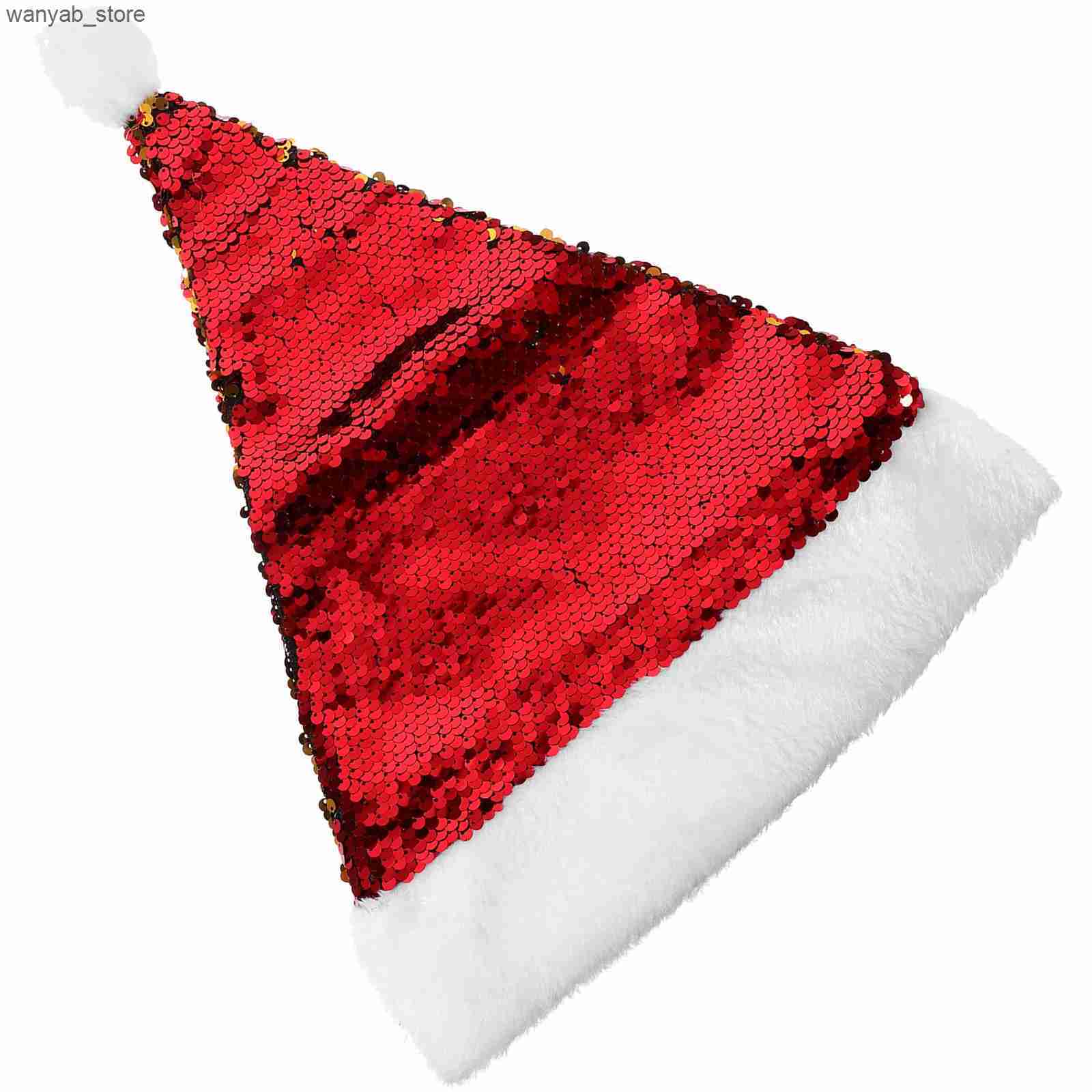 Wide Brim Hats Bucket Hats Christmas Party Favors Santa Claus Hat Hats for Adults Kids Holiday Cap Sequins Flash L240910