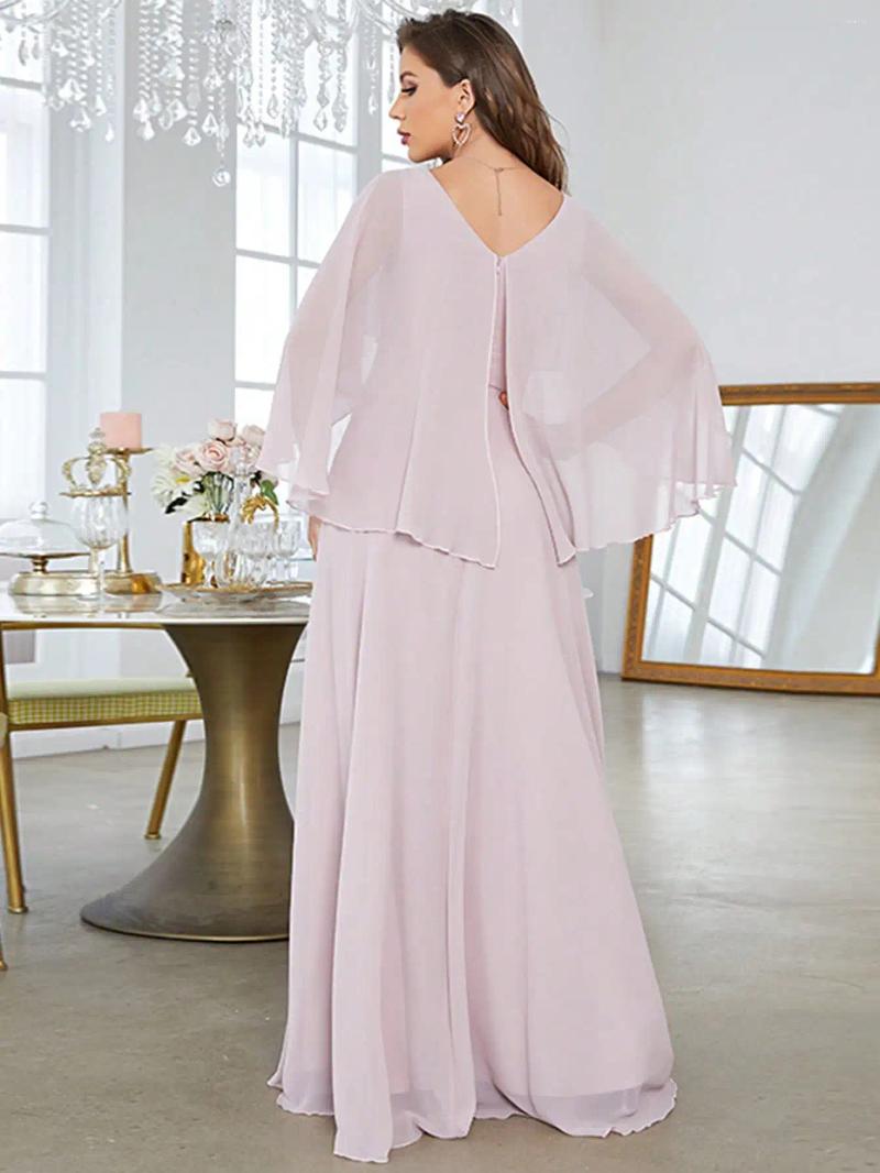 Casual Dresses V-neck Flared Sleeve Sequin Machine Embroidered Applique Dress