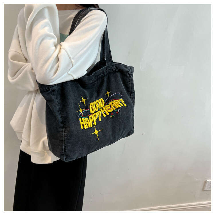 New large capacity denim shoulder bag, student canvas backpack, women's crossbody bag, handbag