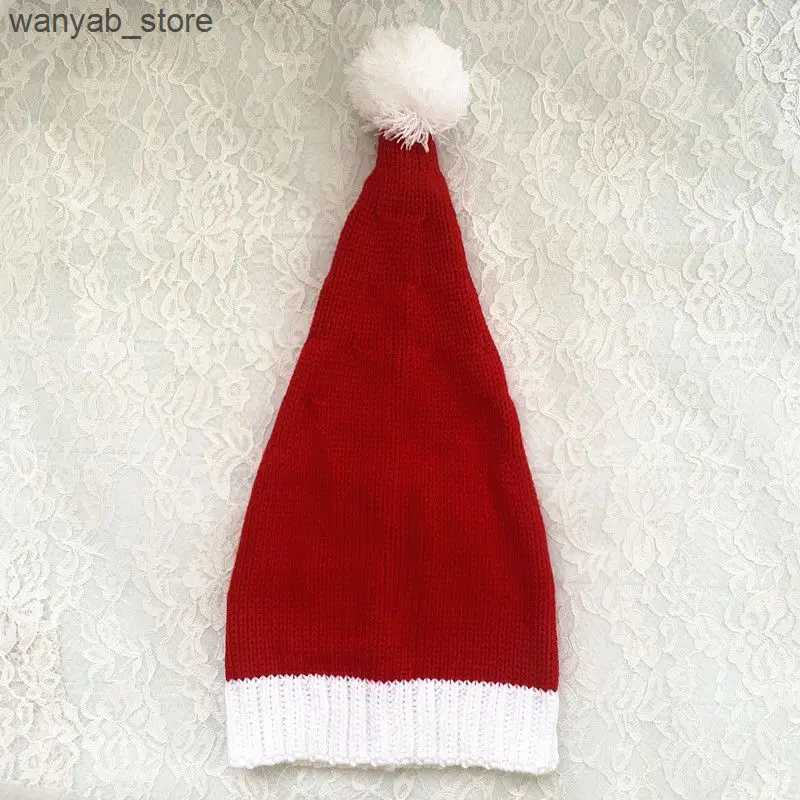 Wide Brim Hats Bucket Hats Knitted Red Christmas Hat Xmas Ball Hat Santa Adult Child New Year Decorations L240910