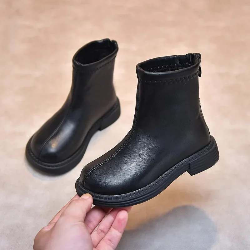 Childrens Princess Boots for Kids Non-slip Outdoor Shoes Girls Spring Autumn Leather Short Hiking Boots Student Shoes 241106