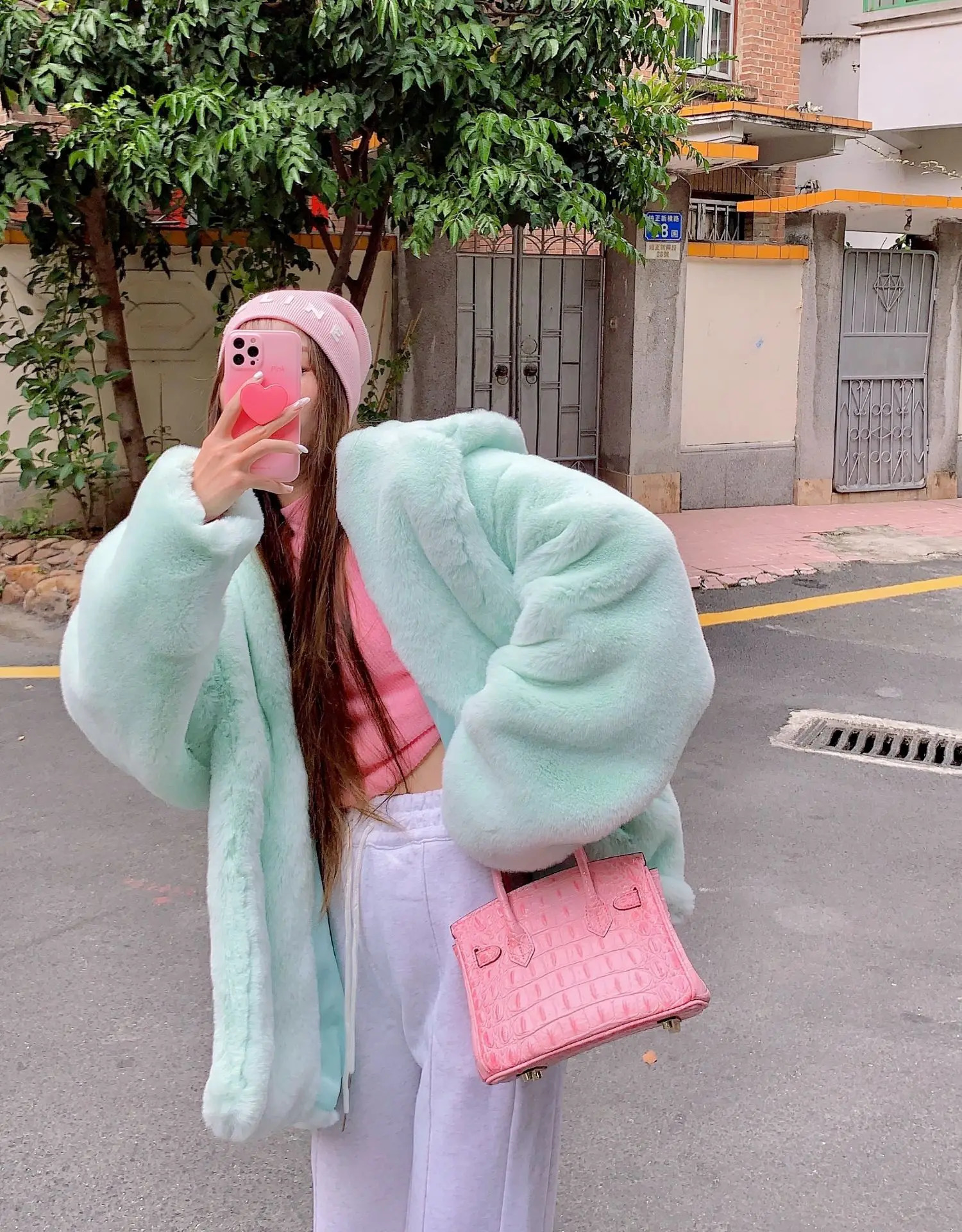 LOLIBOOK Women Sweet Pink Faux Fur Coats Female Winter Thick Warm Streetwears Korean Hooded Fashion Oversize Outerwears 241104