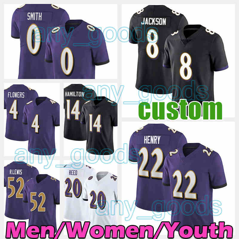 8 Lamar Jackson Football Jersey 22 Derrick Henry 14 Kyle Hamiltons 4 Zay Flowers 0 Roquan Smith Ray Lewis Justin Tucker Mark Andrews Ed Reed Isaiah Likely Tony Siragusa