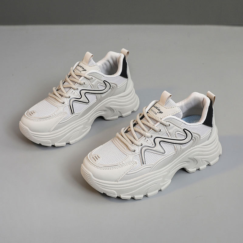 Fashionable Casual Shoes for Women Solid Color Sport Shoes Breathable Non-Slip Gym Jogging Platform Sneaker
