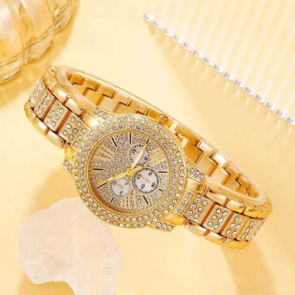 6-piece gift box gold luxury brand design simple womens quartz watch Montre Femme X241106