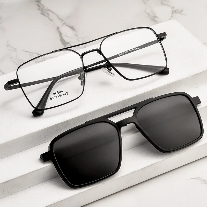 Men Classic Polarized Clip On Sunglasses Pilot Double Beam Alloy Glasses Frame Optical Retro Sunshades Eyewear 241105