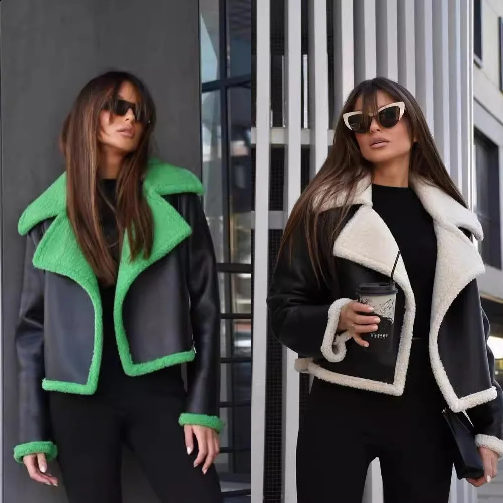 Women Fashion Solid Front Zipper Jackets Vintage Lapel Neck Long Sleeves Female Chic Lady Outfits 241104