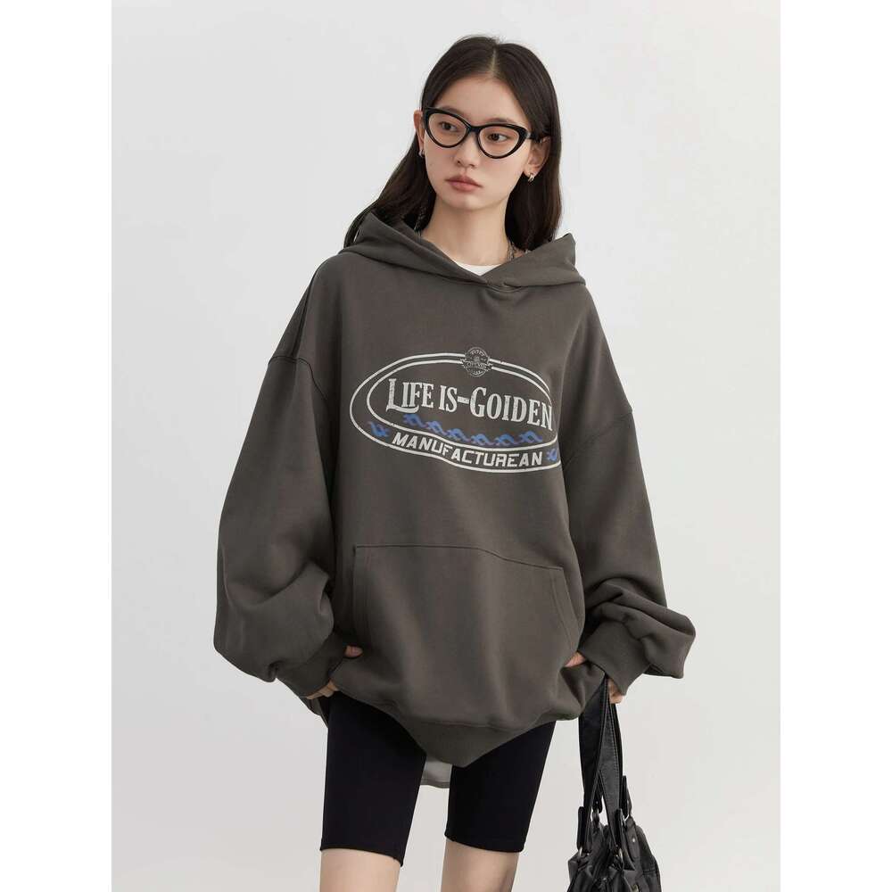 CHIC VEN Women Sweatshirts Streetwear Retro Letter Printed Hooded Sport Coat Hoodies Loose Cotton Female Top Spring Autumn 2024