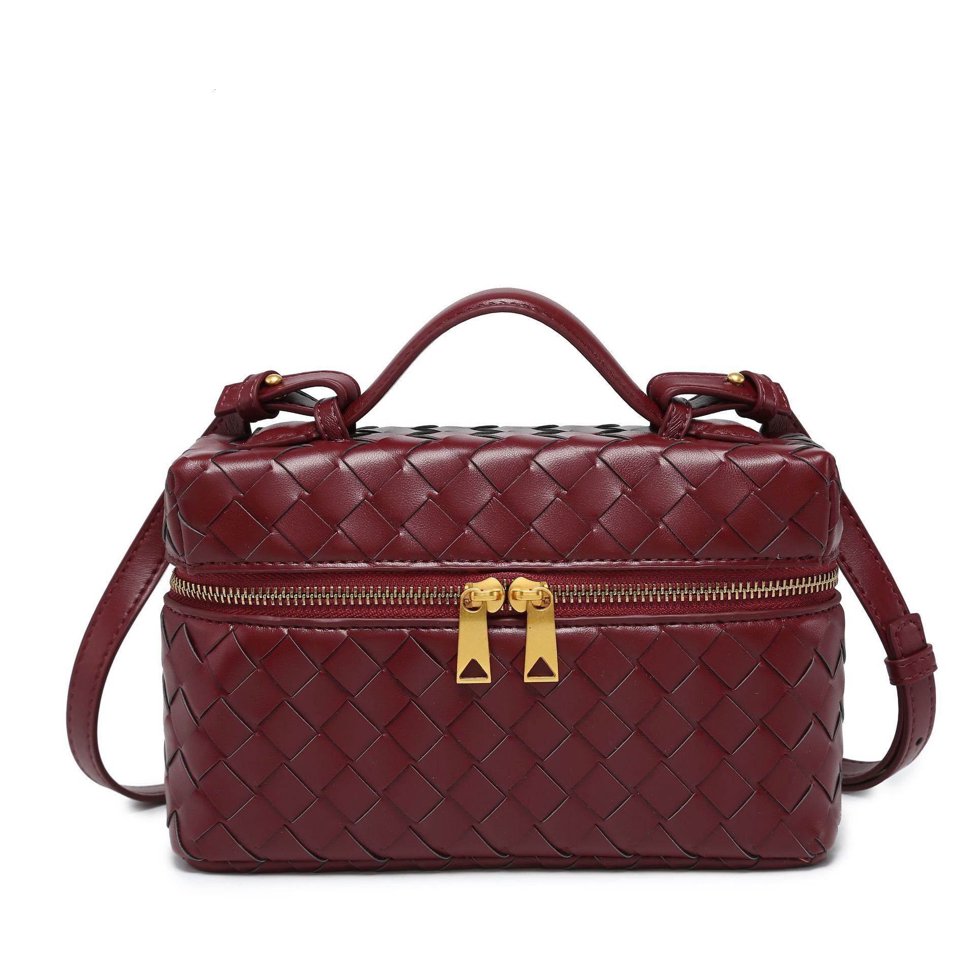 Designer crossbody woven Vanity makeup casual simple lunch box bag retro fashion handbag for women