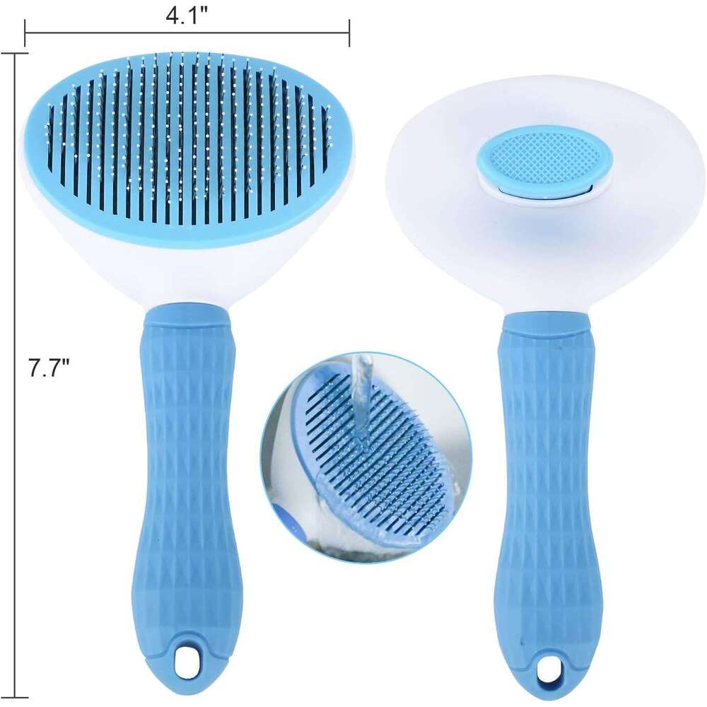 Depets Self Cleaning Slicker Brush, Dog Cat Bunny Grooming Shedding Brush - Easy to Remove Loose Undercoat, Pet Massaging Tool Suitable for Pets with 