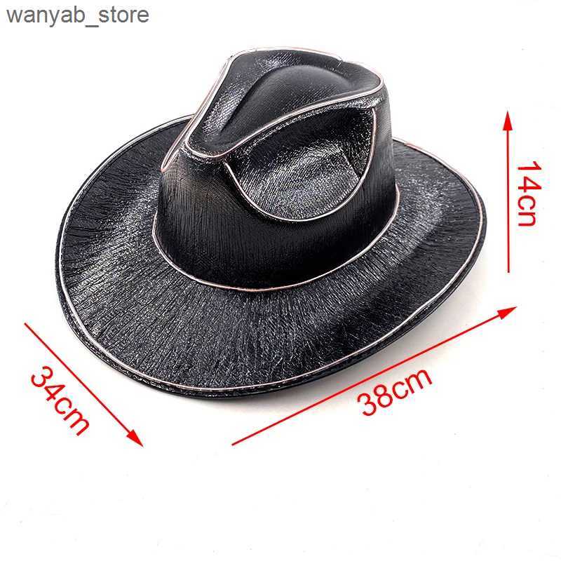Wide Brim Hats Bucket Hats Halloween Christmas EL Wire Light Up Sequin Jazz Hat Adult Neon LED Luminous Festival Party Dress Up Cap For Men and Women 