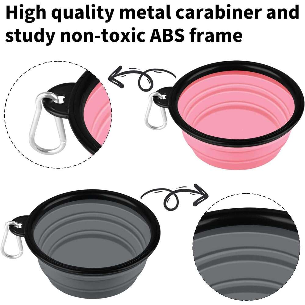 COOYOO Bowl,2 Pack Collapsible Dog Water Bowls Cats Dogs,Portable Pet Feeding Watering Dish for Walking Parking Traveg with 2 Carabiners