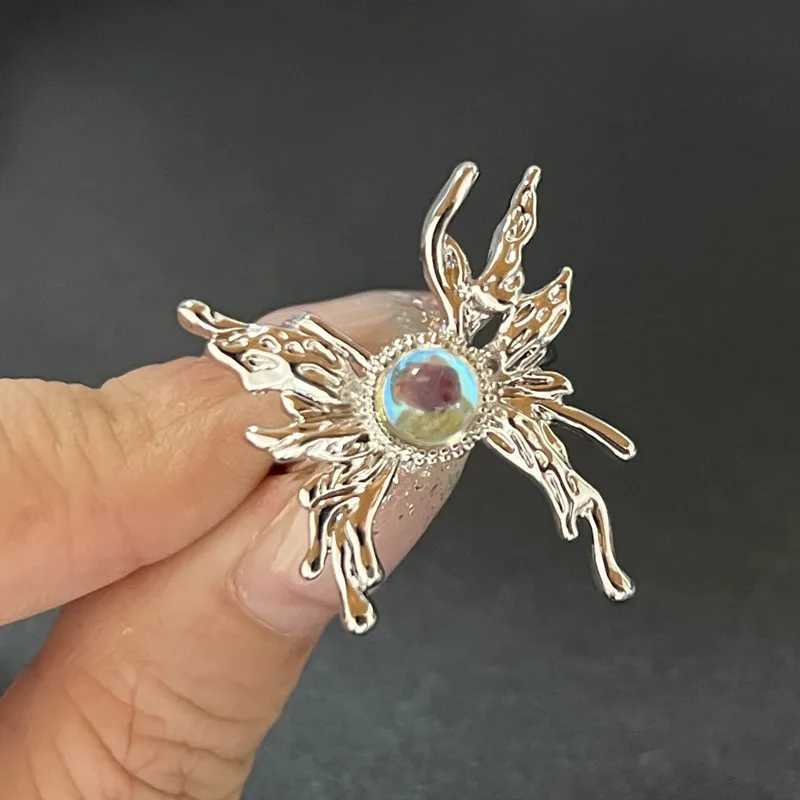 Y2K crystal ring Kpop adjustable ring Iregar Geetry punk retro ring set suitable for girls new fashion jewelry X241106