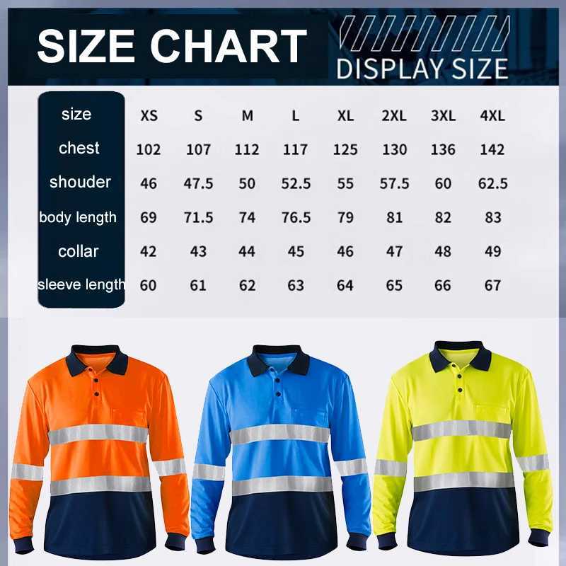 Mens high visibility heavy-duty breathable long Sve reflective suit building T-shirt W241106
