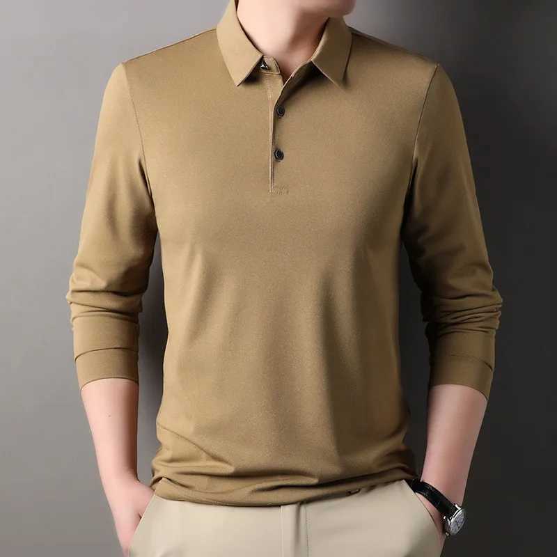 2024 autumn solid mens shirt long Sve collar clothing casual business T-shirt fashionable mens top W241106