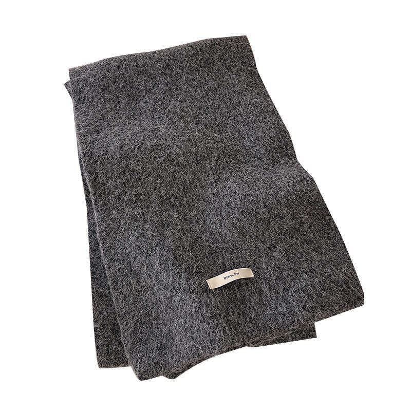 Merino blend wool knitted women, high-end autumn winter, solid color, warm and thick scarf for men