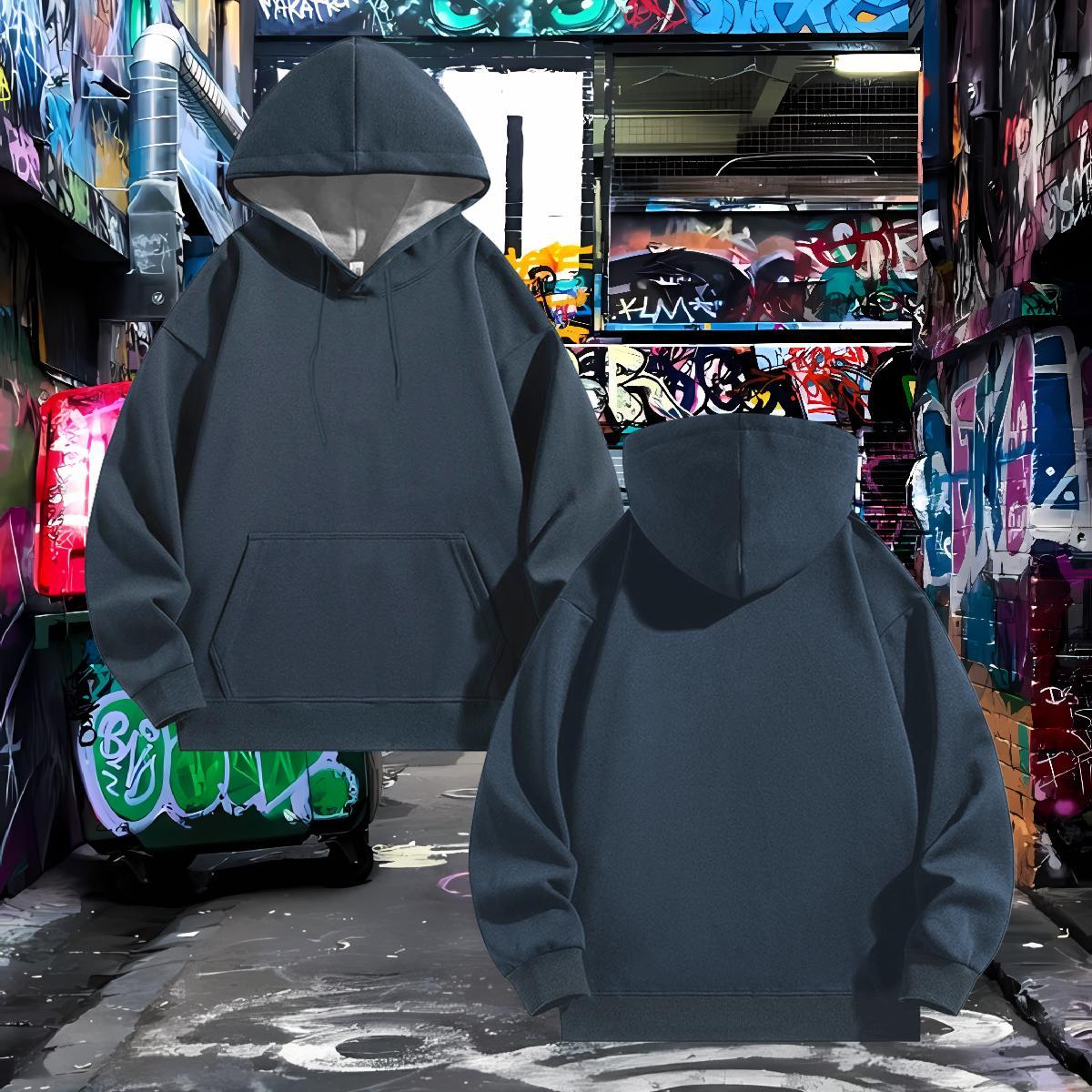 Classic Mens Hoodie Sweatshirt Breathable Soft Warm Men's Hooded Sweatshirt DIY Top Pullover Hoodie Street Warm Fleece