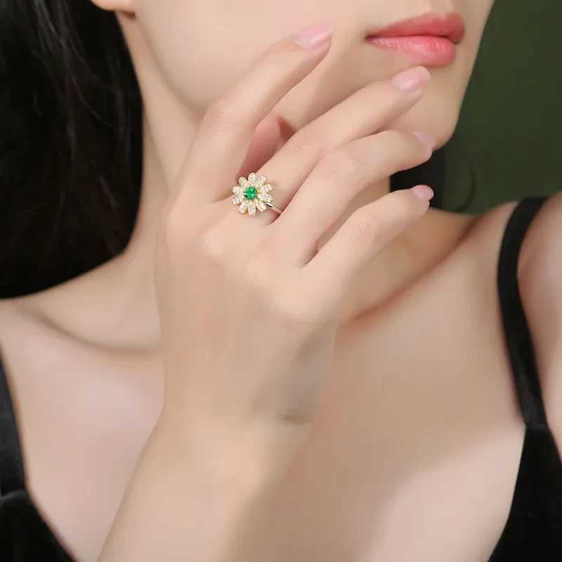 Vintage 925 sterling silver jadeite high carbon diamond necklace ring earring bracelet jewelry set 18k gold-plated exquisite jewelry X241106