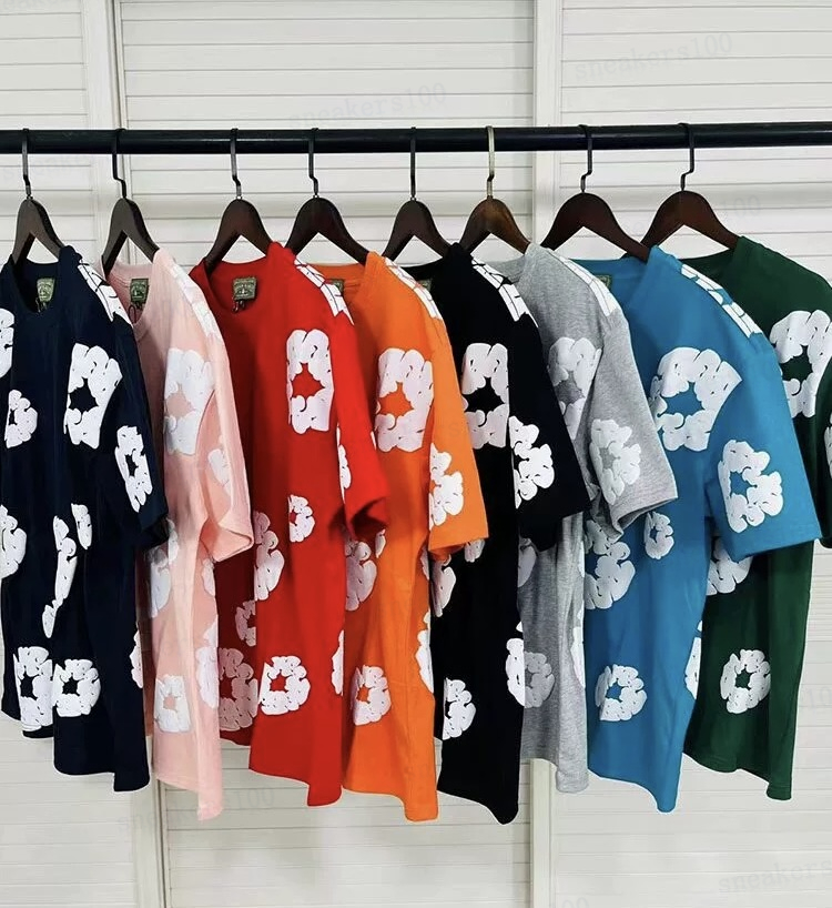 designer puff cotton t-shirts men women denim tshirts tear shorts fashion streetwear short sleeve purple pants mens oversize tees multicolor tshirt polos clothing